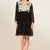 Black and Cream Georgette Embroidered  Full Sleeve Kurti