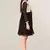 Black and Cream Georgette Embroidered  Full Sleeve Kurti