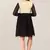 Black and Cream Georgette Embroidered  Full Sleeve Kurti