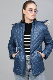 green Quilted Fur-Hood Parka Jacket