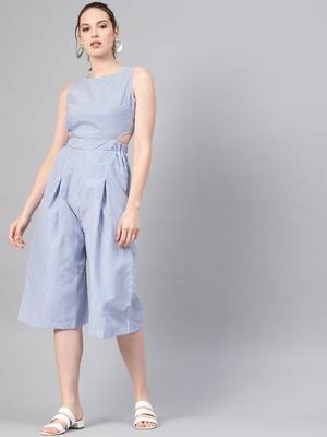 Blue Stripes Culottes Jumpsuit 1