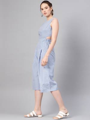 Blue Stripes Culottes Jumpsuit 2