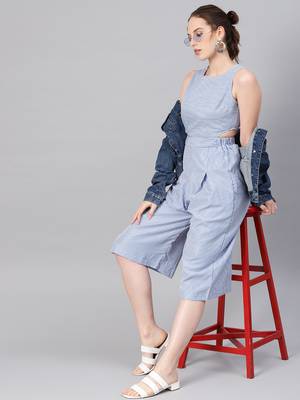 Blue Stripes Culottes Jumpsuit 4