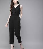 Black Sleevless Tapered Belted Jumpsuit