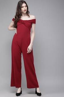 Maroon Off Shoulder Jumpsuit