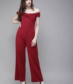 Maroon Off Shoulder Jumpsuit