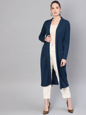 green Rib Longline Shrug 1