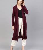 Burgundy Rib Longline Shrug