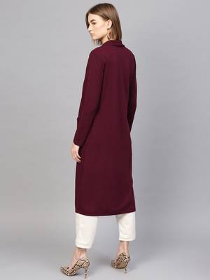 Burgundy Rib Longline Shrug 3