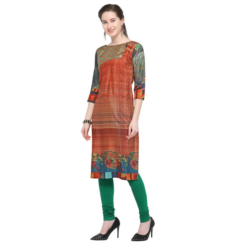 Orange printed silk silkkurtis Keyana 3156061