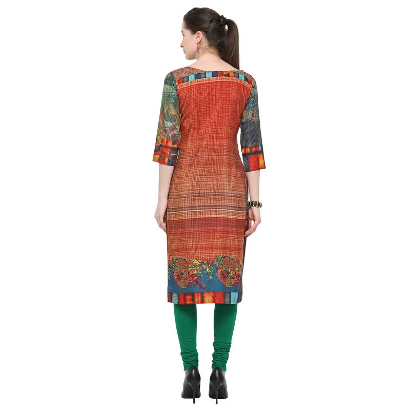 Orange printed silk silkkurtis Keyana 3156061