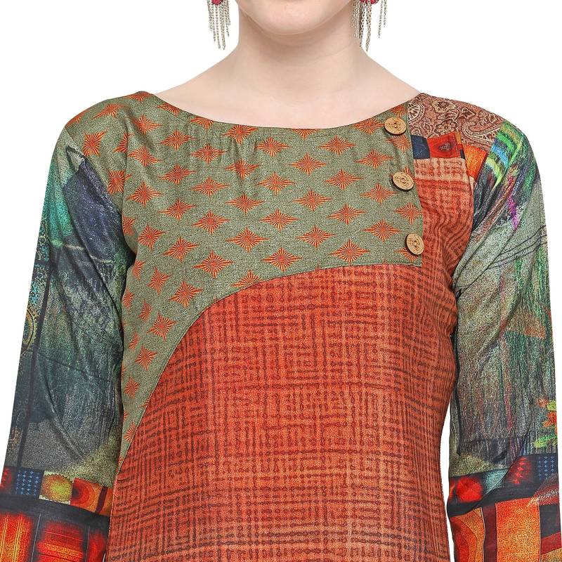 Orange printed silk silkkurtis Keyana 3156061