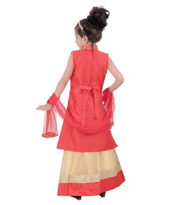Pink Embroidered Taffeta Kids Salwar Suits 2
