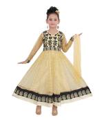 Gold Embroidered Net Kids Salwar Suits
