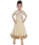 Gold Embroidered Art Silk Kids Salwar Suits