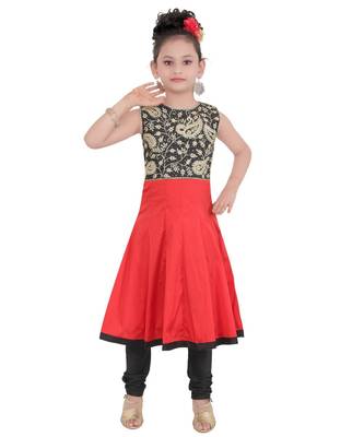 Black Embroidered Taffeta Kids Salwar Suits 1