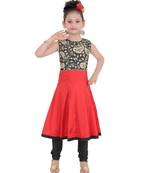 Black Embroidered Taffeta Kids Salwar Suits
