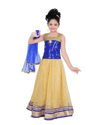 Blue Embroidered Net Kids Salwar Suits 2