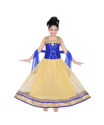 Blue Embroidered Net Kids Salwar Suits 3