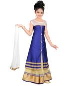 Blue Embroidered Net Kids Salwar Suits