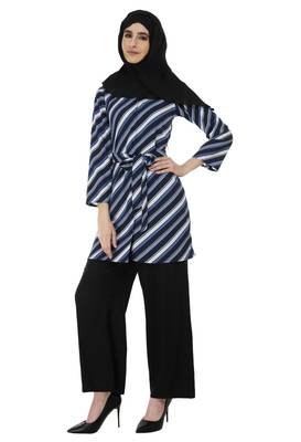 Blue Diagonal Stripe Shrug By Ruqsar  1