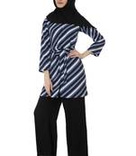 Blue Diagonal Stripe Shrug By Ruqsar 