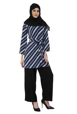 Blue Diagonal Stripe Shrug By Ruqsar  2