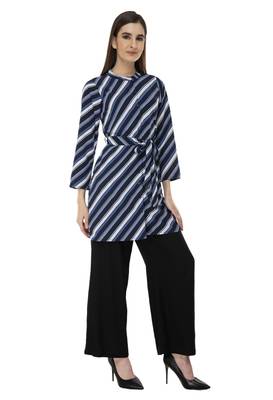 Blue Diagonal Stripe Shrug By Ruqsar  5