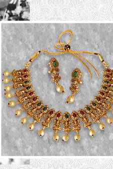 Ruby Emerald Necklace Set