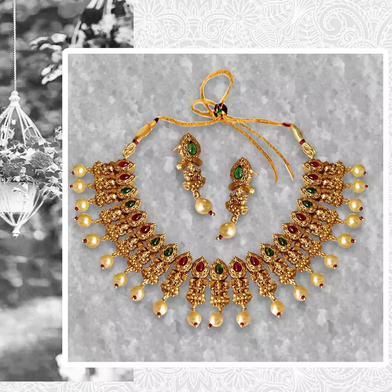 Ruby Emerald Necklace Set