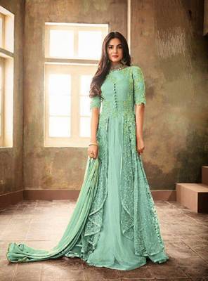 Sky-blue embroidered santoon salwar 1
