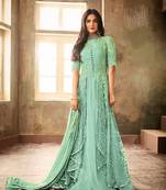 Sky-blue embroidered santoon salwar