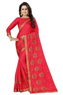 Pink Embroidered Silk Saree With Blouse 1