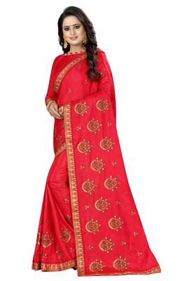 Pink Embroidered Silk Saree With Blouse 2