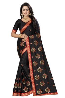 Black Embroidered Silk Saree With Blouse 1