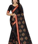Black Embroidered Silk Saree With Blouse