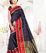 blue woven art silk saree with blouse