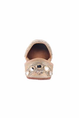 Women Gold Leather  slip on jutis 4