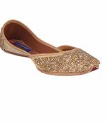 Women Gold Leather  slip on jutis
