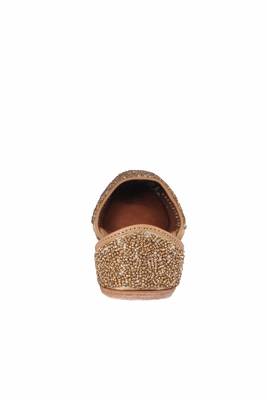 Women Gold Leather  slip on jutis 4