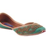 Women Green  slip on jutis