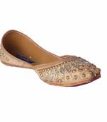 Women Embroidered golden slip on  Juttis