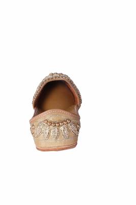 Women Embroidered golden slip on  Juttis 4