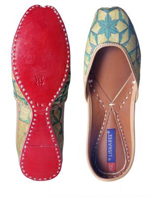 green & yellow  slip on printed Juttis 5