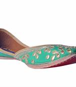Hand Embroidered  Green slip on  Juttis
