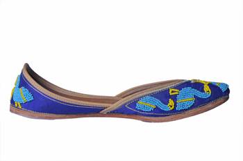 Hand Embroidered blue slip on  Juttis 2