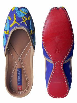 Hand Embroidered blue slip on  Juttis 5