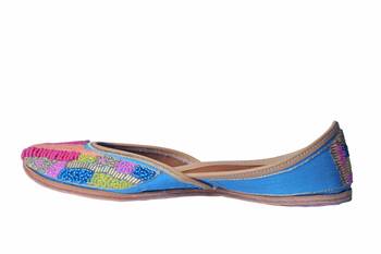 Hand Embroidered Sky blue slip on  Juttis 3