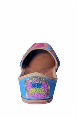 Hand Embroidered Sky blue slip on  Juttis 4