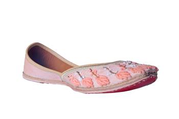 Hand Embroidered  Pink slip on  Juttis 1